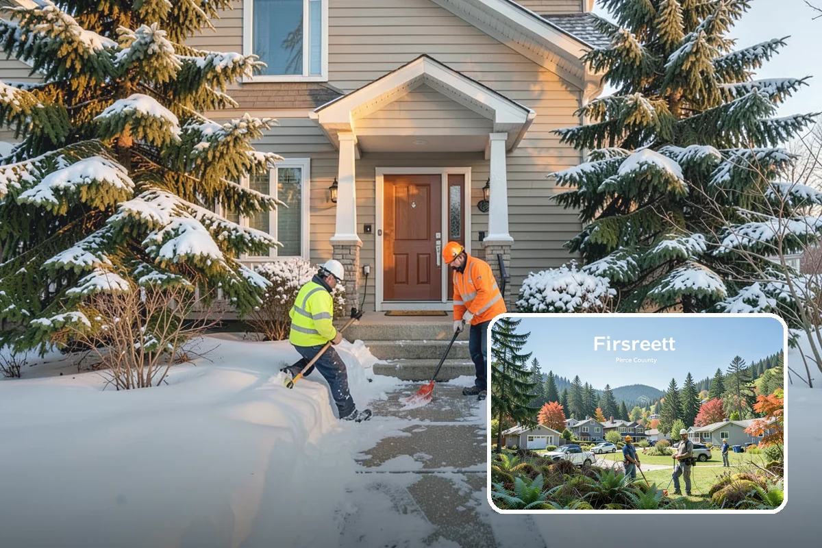 Corporate Campus Snow Removal in Fircrest, Pierce County, WA - Internal roads and garage ramps prioritized