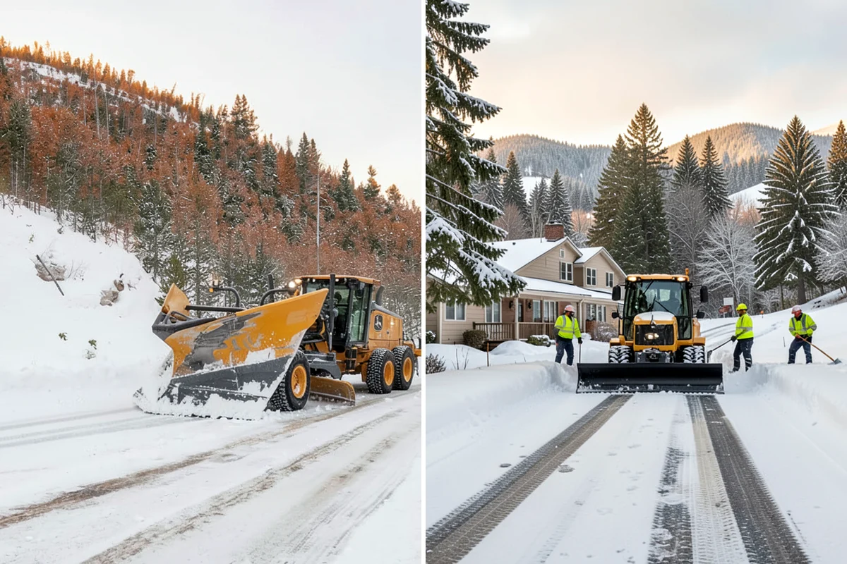 Corporate Campus Snow Removal in Fircrest, Pierce County, WA - Divide the campus into road, garage, and pedestrian zones