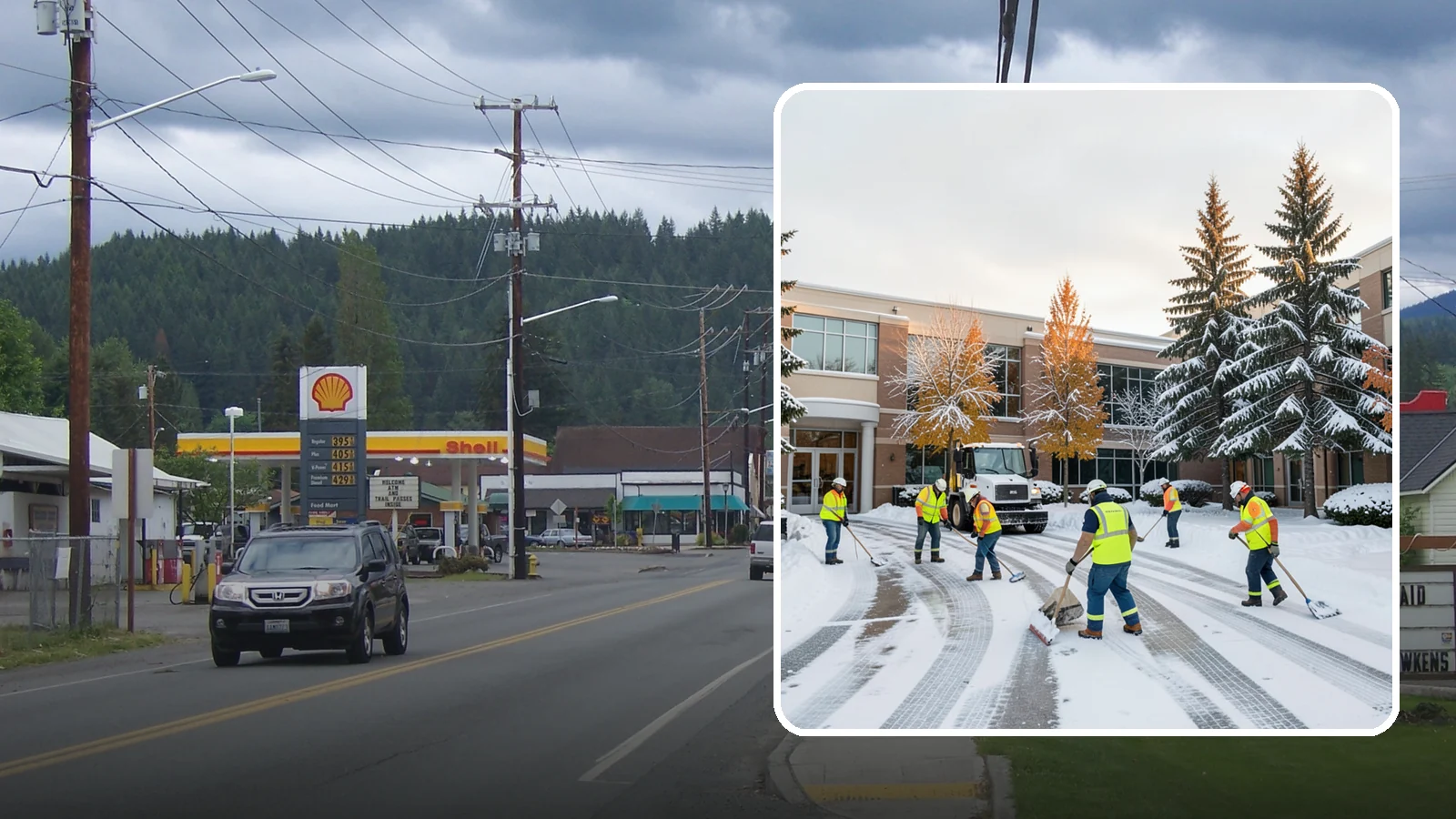 Corporate Campus Snow Removal in Granite Falls, Snohomish County, WA - For sprawling corporate campuses, we clear internal roads, structured-garage approaches, and courtyards so your workforce and...