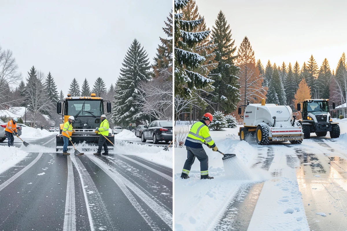 Corporate Campus Snow Removal in Granite Falls, Snohomish County, WA - Divide the campus into road, garage, and pedestrian zones