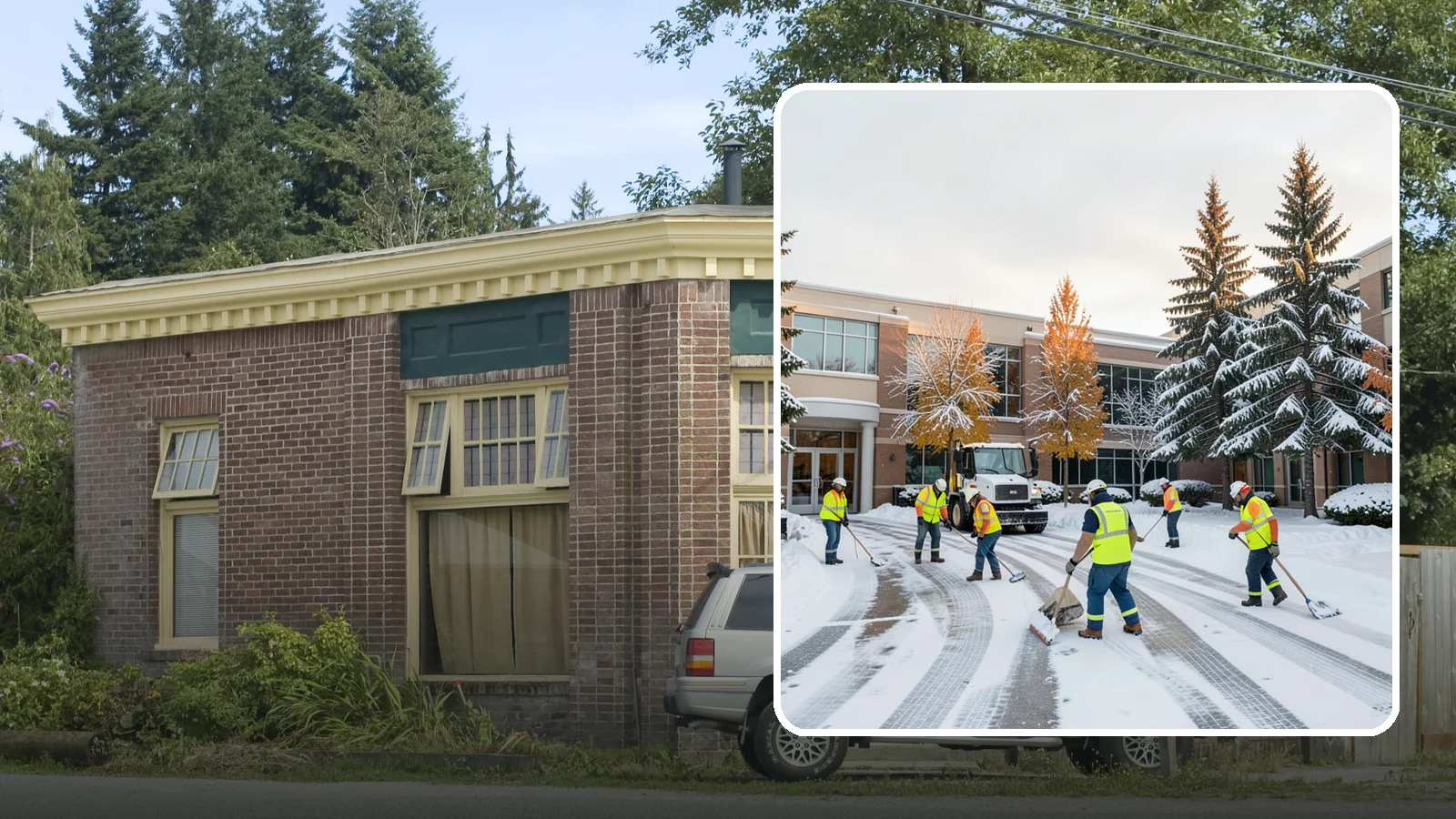 Corporate Campus Snow Removal in Hamilton, Skagit County, WA - For sprawling corporate campuses, we clear internal roads, structured-garage approaches, and courtyards so your workforce and...