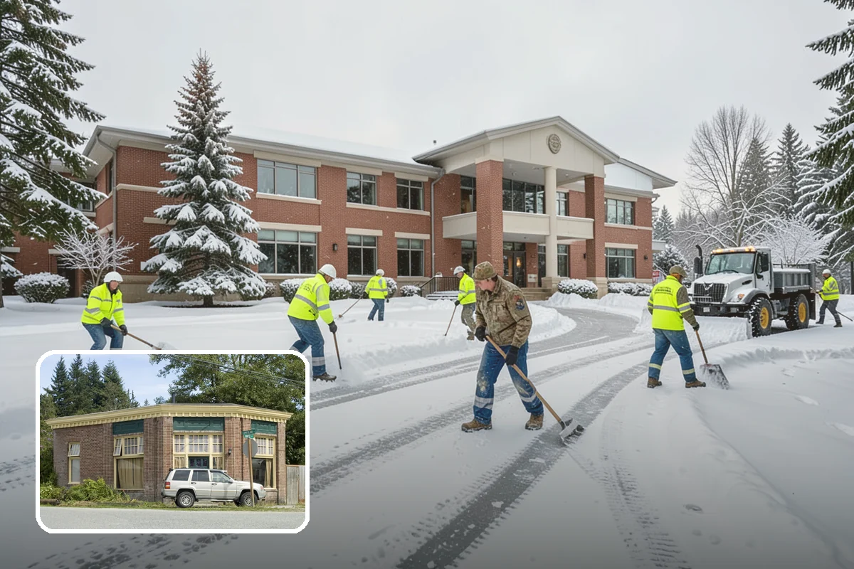 Corporate Campus Snow Removal in Hamilton, Skagit County, WA - Internal roads and garage ramps prioritized