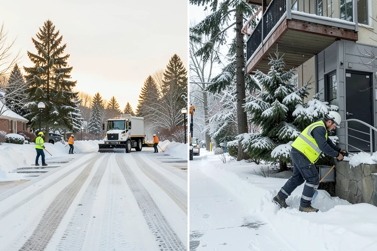 Corporate Campus Snow Removal in Hunts Point, King County, WA - Divide the campus into road, garage, and pedestrian zones