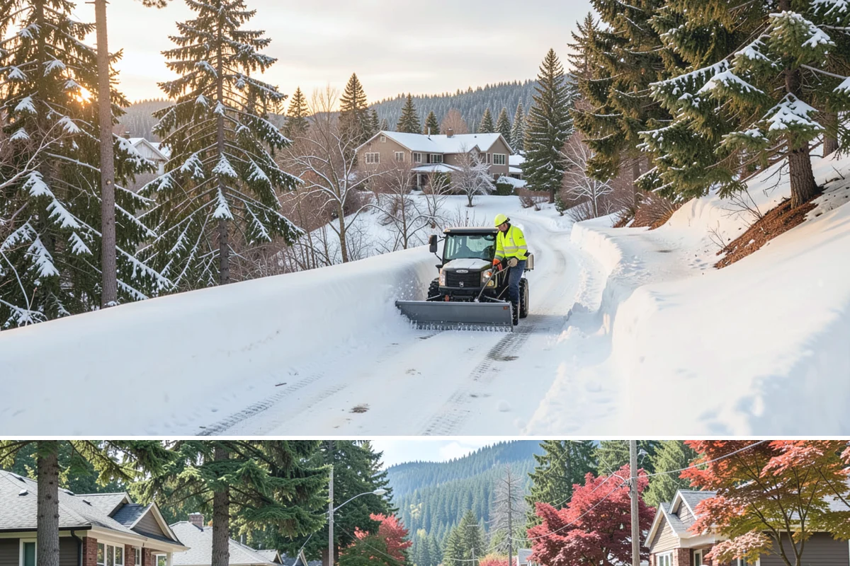 Corporate Campus Snow Removal in Hunts Point, King County, WA - Campus demand runs December through February, with foothill locations sometimes needing March coverage.