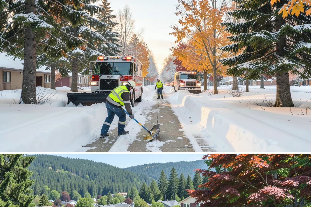Corporate Campus Snow Removal in Index, Snohomish County, WA - Campus demand runs December through February, with foothill locations sometimes needing March coverage.