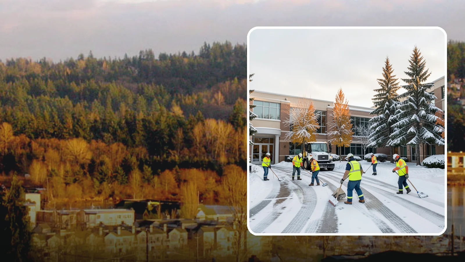 Corporate Campus Snow Removal in Kenmore, King County, WA - For sprawling corporate campuses, we clear internal roads, structured-garage approaches, and courtyards so your workforce and...