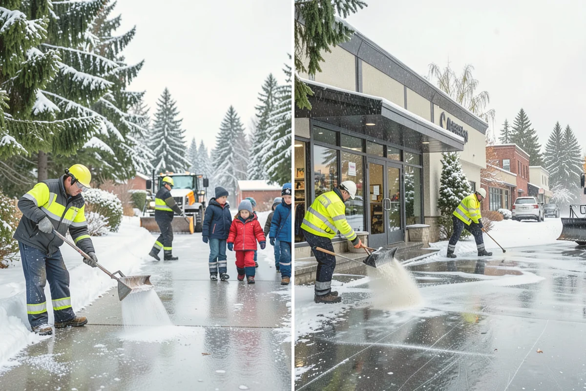 Corporate Campus Snow Removal in Kent, King County, WA - Divide the campus into road, garage, and pedestrian zones