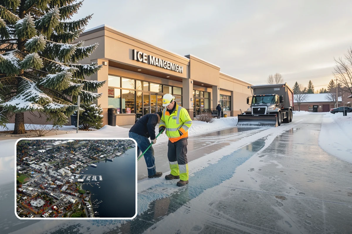 Corporate Campus Snow Removal in Kirkland, King County, WA - Internal roads and garage ramps prioritized