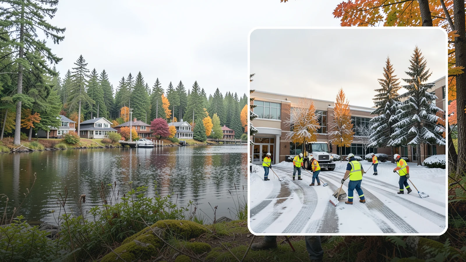 Corporate Campus Snow Removal in La Conner, Skagit County, WA - For sprawling corporate campuses, we clear internal roads, structured-garage approaches, and courtyards so your workforce and...