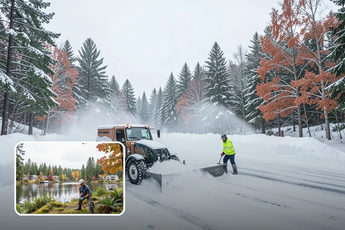 Corporate Campus Snow Removal in La Conner, Skagit County, WA - Internal roads and garage ramps prioritized