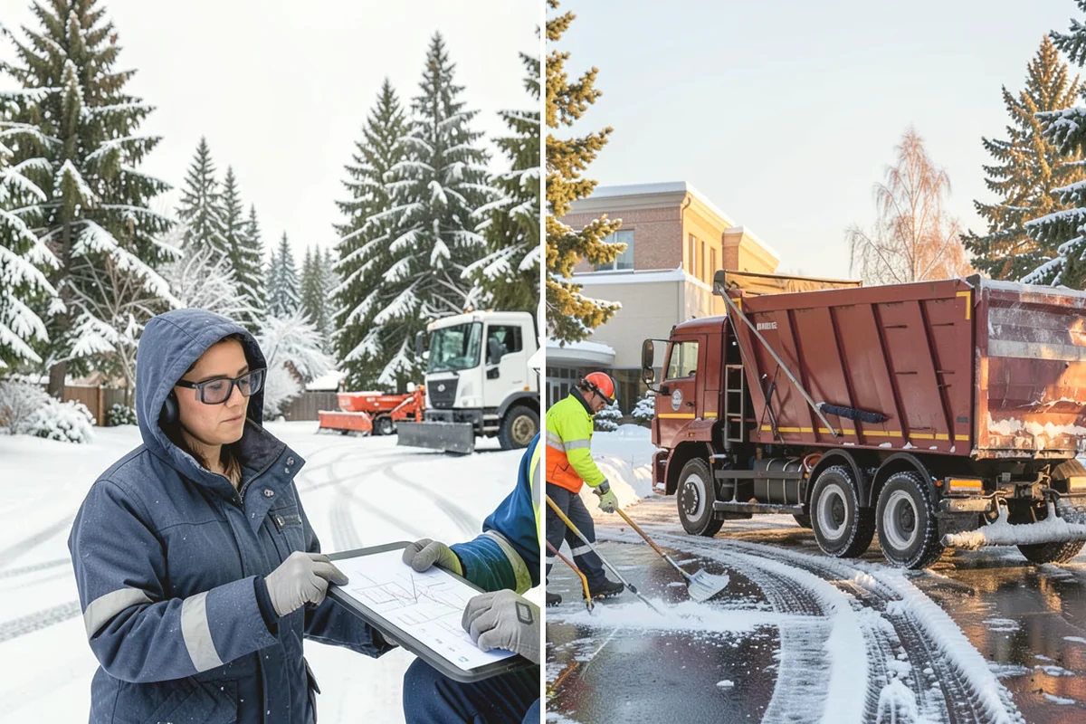 Corporate Campus Snow Removal in La Conner, Skagit County, WA - Divide the campus into road, garage, and pedestrian zones