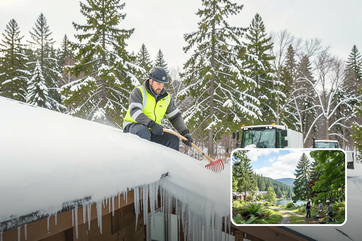 Corporate Campus Snow Removal in Lake Forest Park, King County, WA - Internal roads and garage ramps prioritized