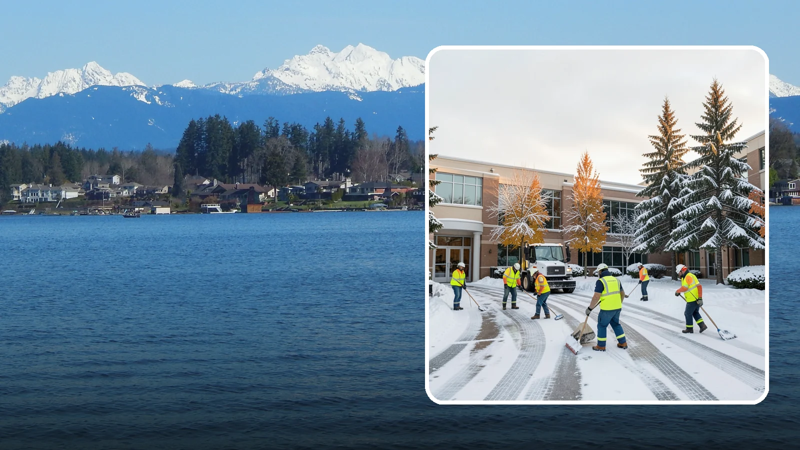 Corporate Campus Snow Removal in Lake Stevens, Snohomish County, WA - For sprawling corporate campuses, we clear internal roads, structured-garage approaches, and courtyards so your workforce and...