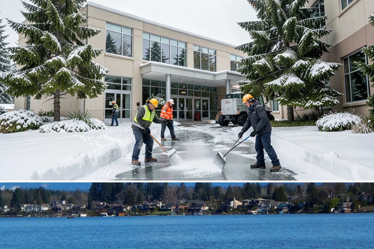 Corporate Campus Snow Removal in Lake Stevens, Snohomish County, WA - Campus demand runs December through February, with foothill locations sometimes needing March coverage.