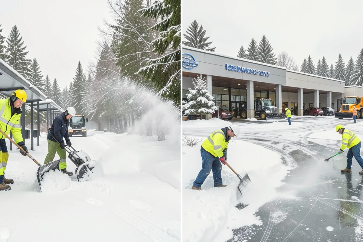 Corporate Campus Snow Removal in Lynnwood, Snohomish County, WA - Divide the campus into road, garage, and pedestrian zones