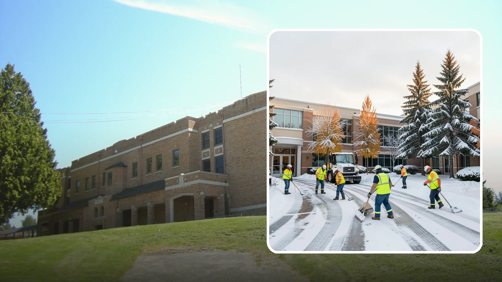 Corporate Campus Snow Removal in Maple Valley, King County, WA - For sprawling corporate campuses, we clear internal roads, structured-garage approaches, and courtyards so your workforce and...