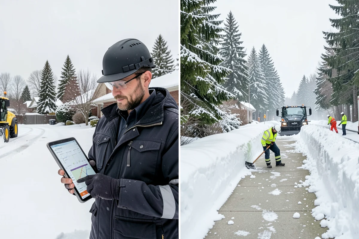 Corporate Campus Snow Removal in Maple Valley, King County, WA - Divide the campus into road, garage, and pedestrian zones