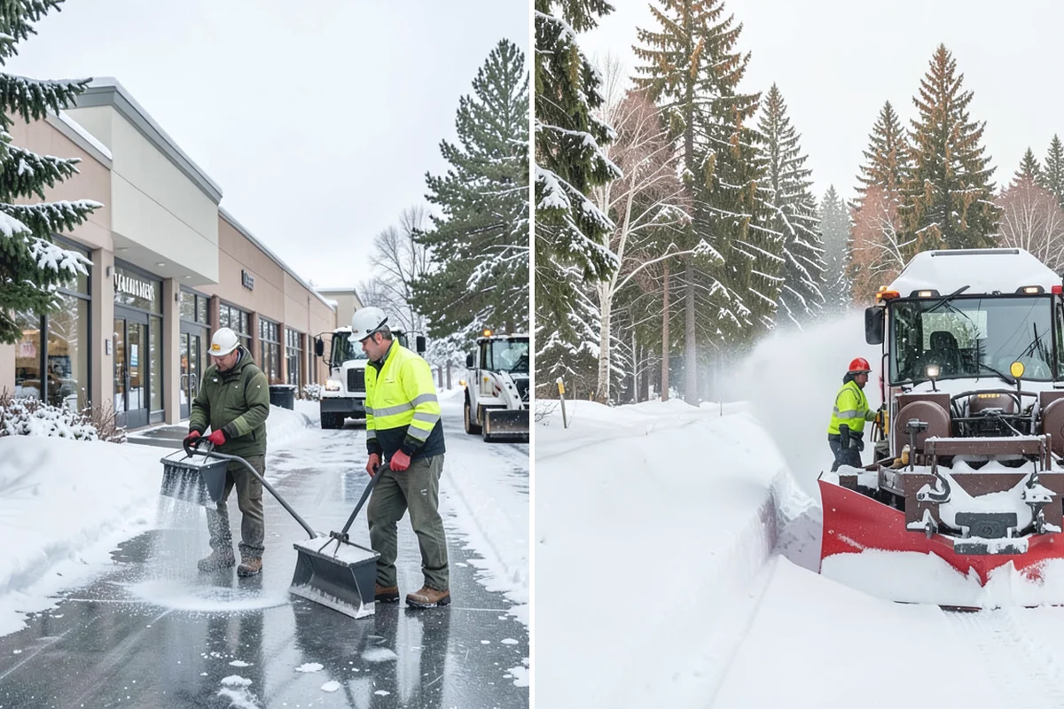 Corporate Campus Snow Removal in Medina, King County, WA - Divide the campus into road, garage, and pedestrian zones