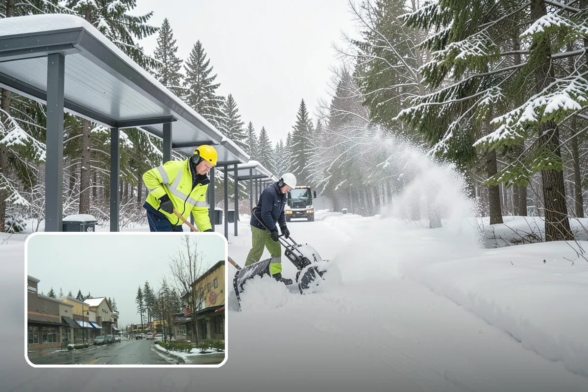 Corporate Campus Snow Removal in Mill Creek, Snohomish County, WA - Internal roads and garage ramps prioritized