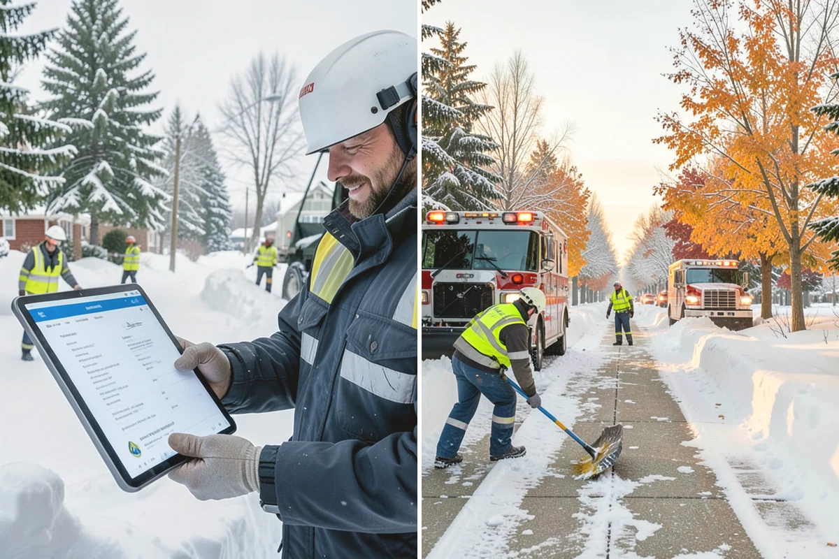 Corporate Campus Snow Removal in Mill Creek, Snohomish County, WA - Divide the campus into road, garage, and pedestrian zones