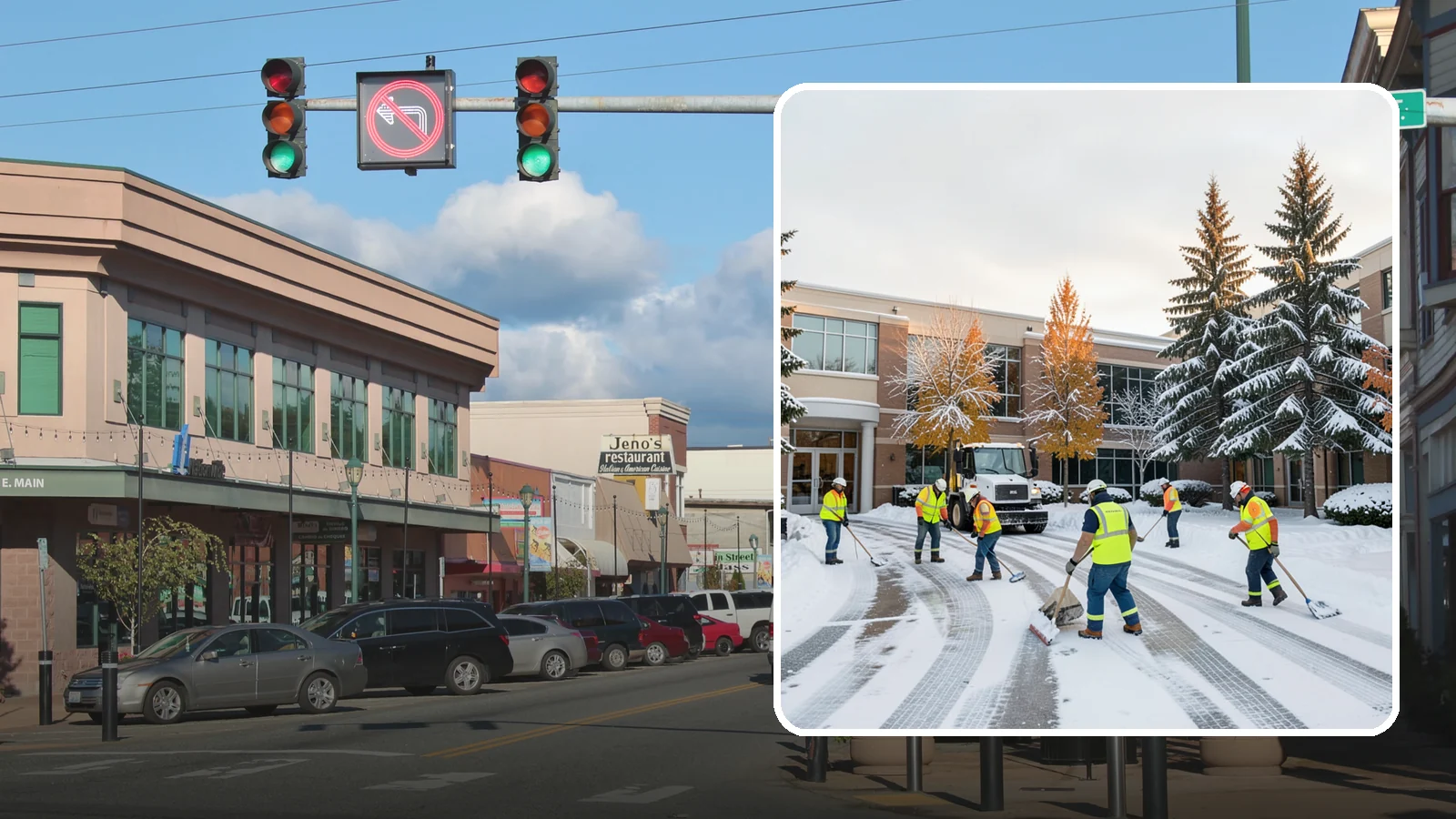 Corporate Campus Snow Removal in Monroe, Snohomish County, WA - For sprawling corporate campuses, we clear internal roads, structured-garage approaches, and courtyards so your workforce and...