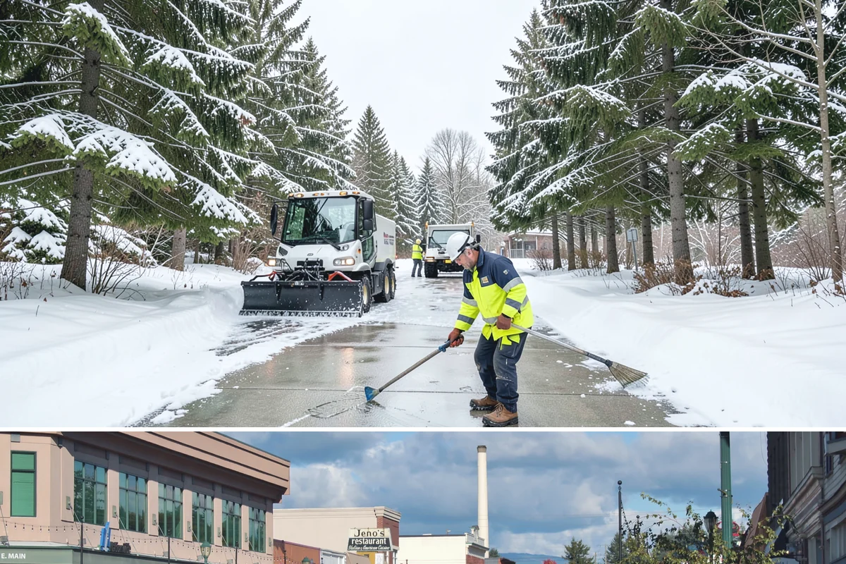 Corporate Campus Snow Removal in Monroe, Snohomish County, WA - Campus demand runs December through February, with foothill locations sometimes needing March coverage.