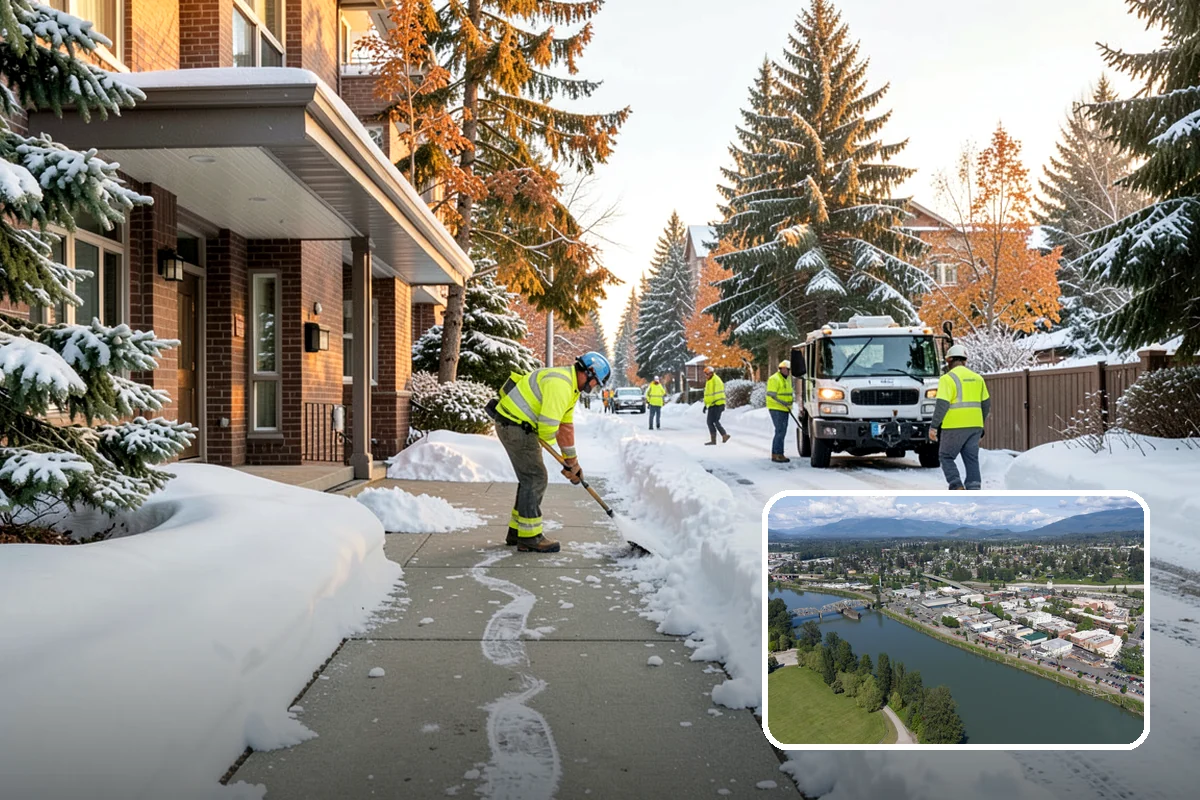 Corporate Campus Snow Removal in Mount Vernon, Skagit County, WA - Internal roads and garage ramps prioritized