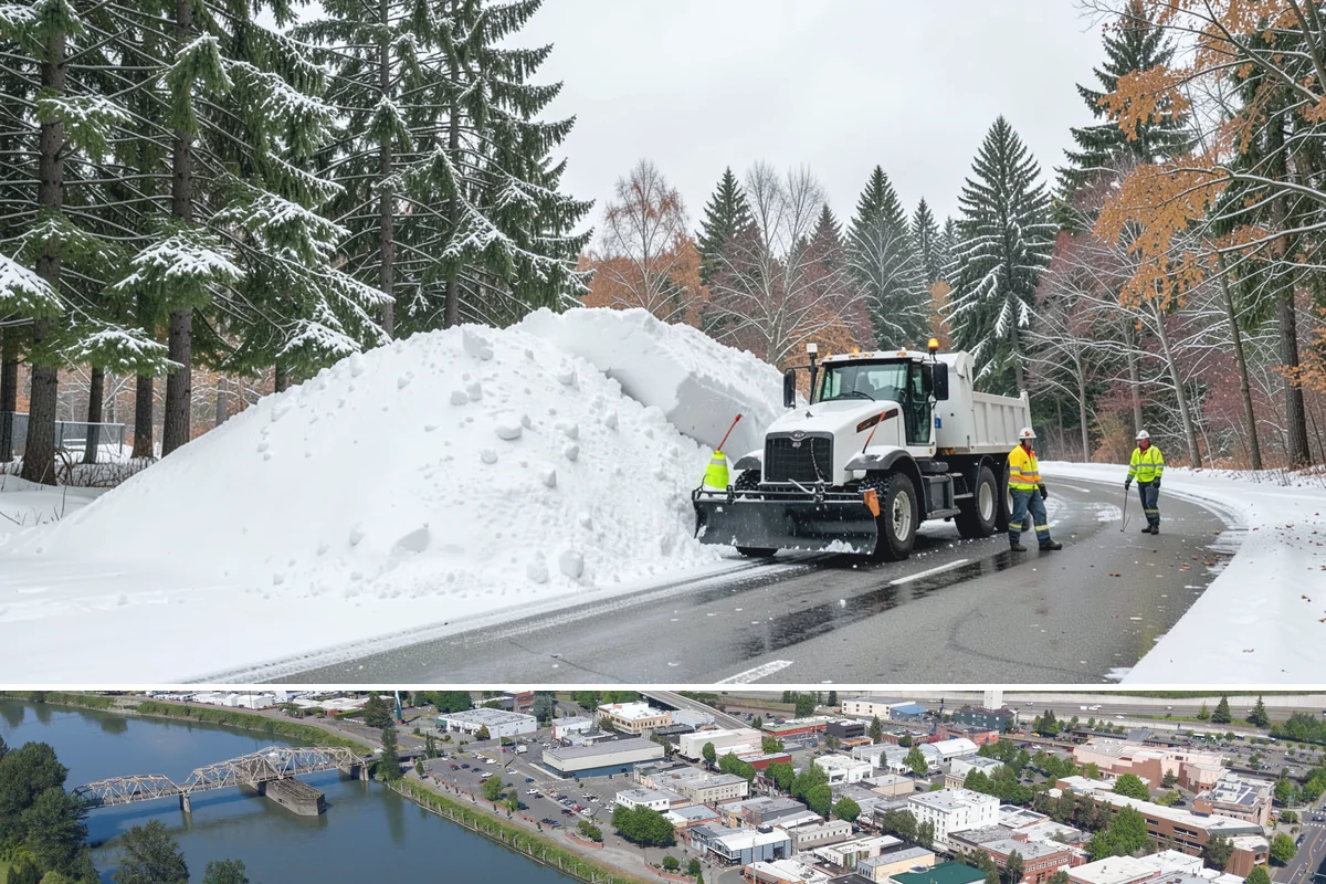 Corporate Campus Snow Removal in Mount Vernon, Skagit County, WA - Campus demand runs December through February, with foothill locations sometimes needing March coverage.