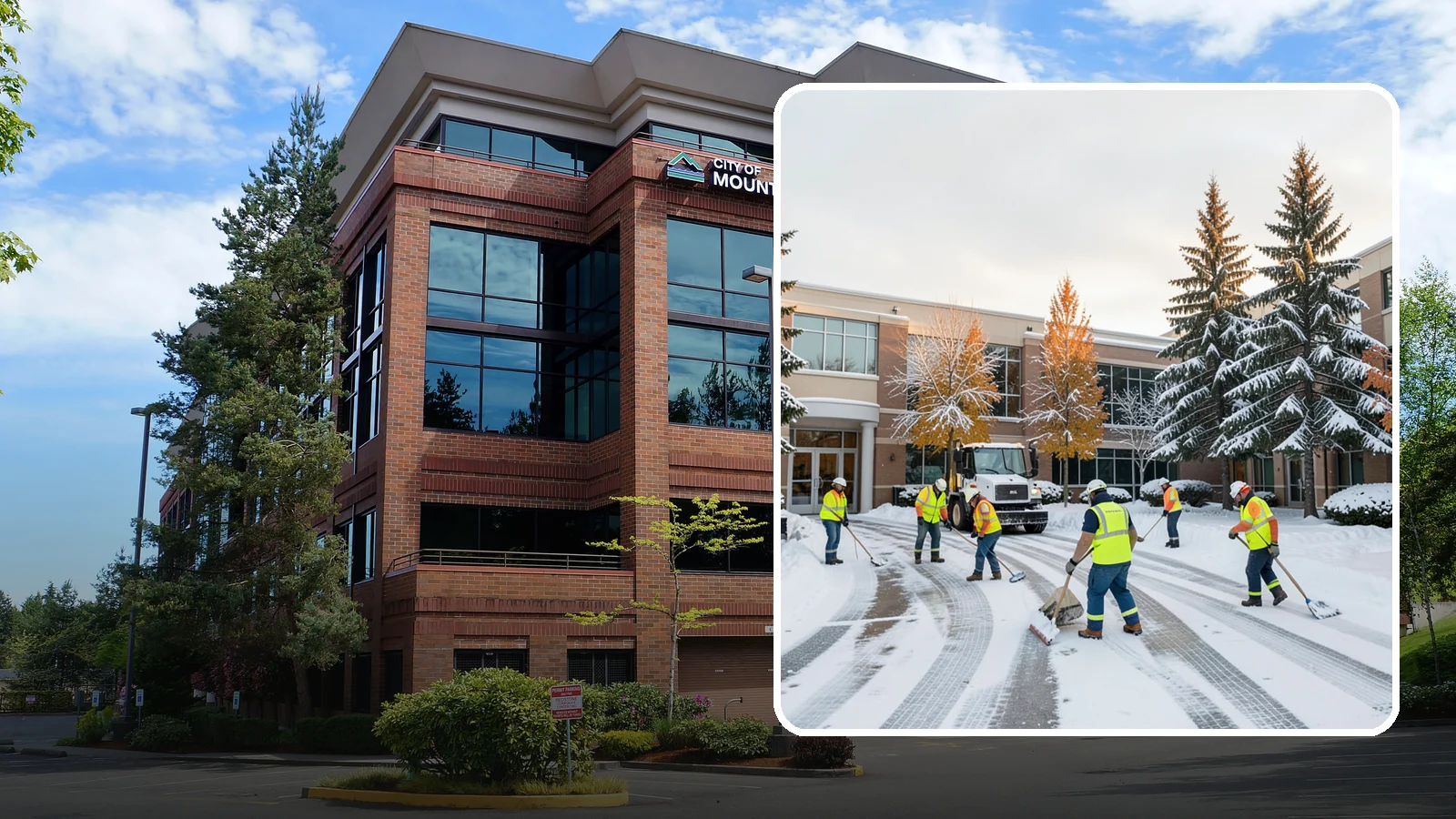 Corporate Campus Snow Removal in Mountlake Terrace, Snohomish County, WA - For sprawling corporate campuses, we clear internal roads, structured-garage approaches, and courtyards so your workforce and...