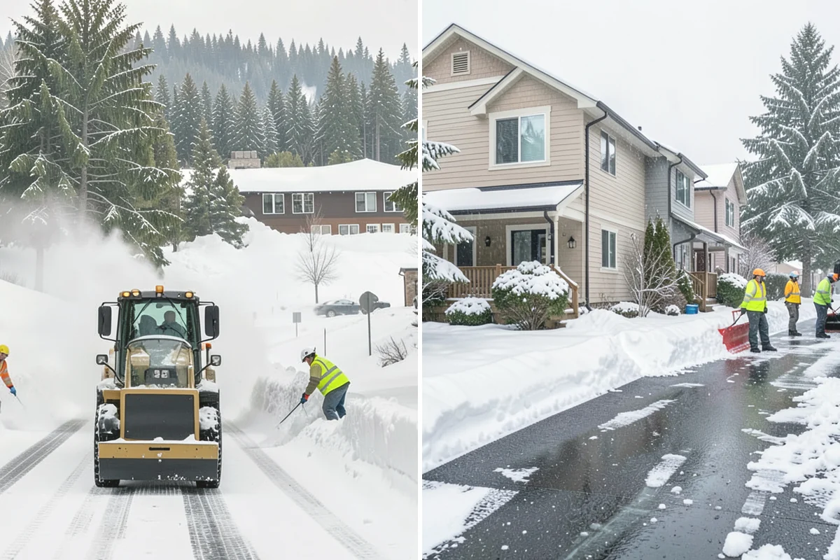 Corporate Campus Snow Removal in Mountlake Terrace, Snohomish County, WA - Divide the campus into road, garage, and pedestrian zones