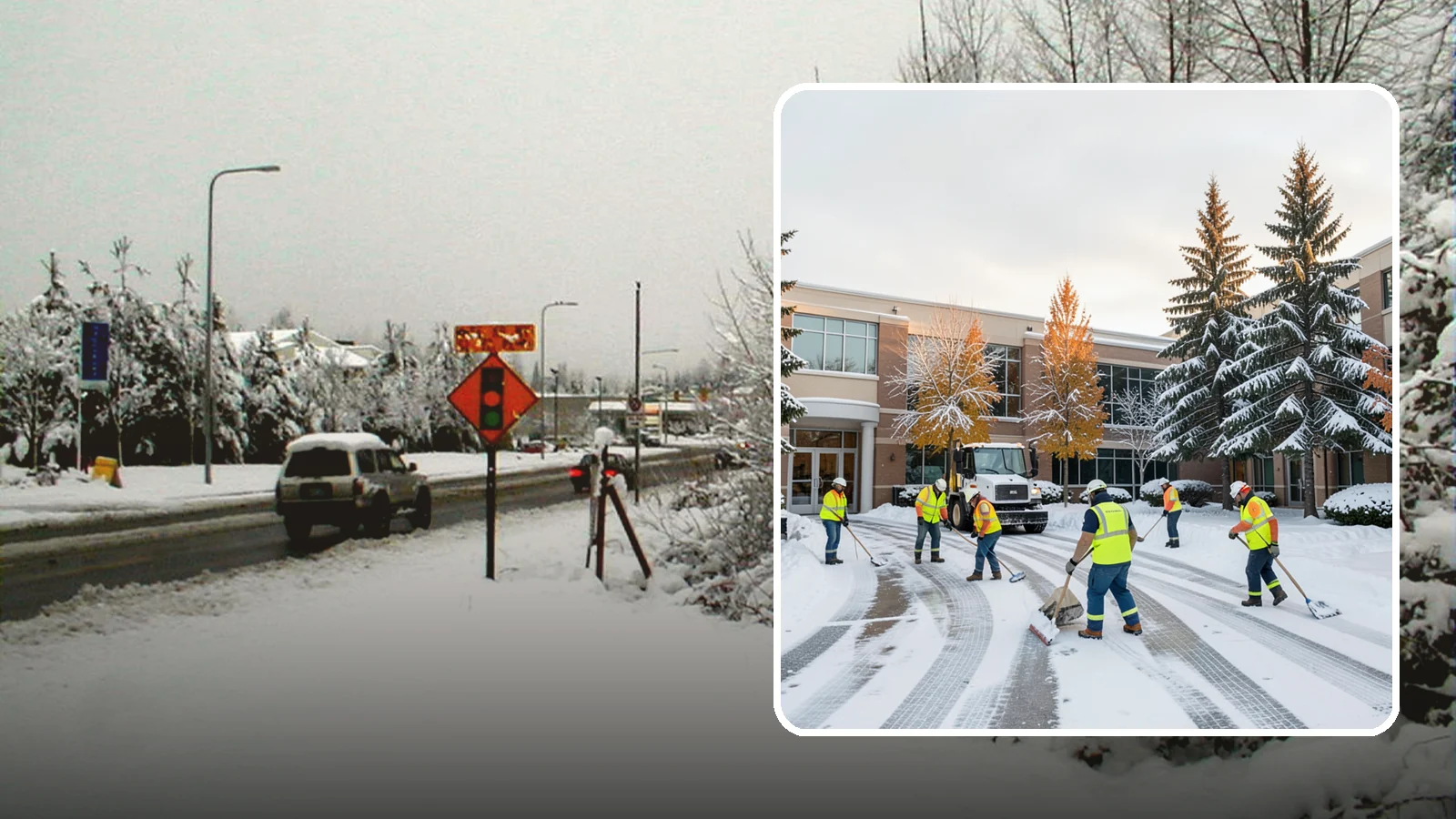 Corporate Campus Snow Removal in Newcastle, King County, WA - For sprawling corporate campuses, we clear internal roads, structured-garage approaches, and courtyards so your workforce and...