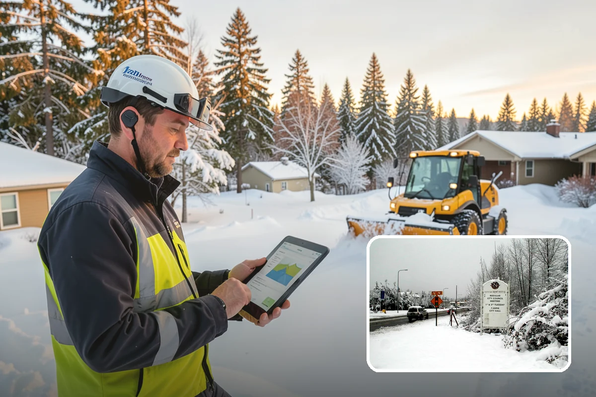 Corporate Campus Snow Removal in Newcastle, King County, WA - Internal roads and garage ramps prioritized