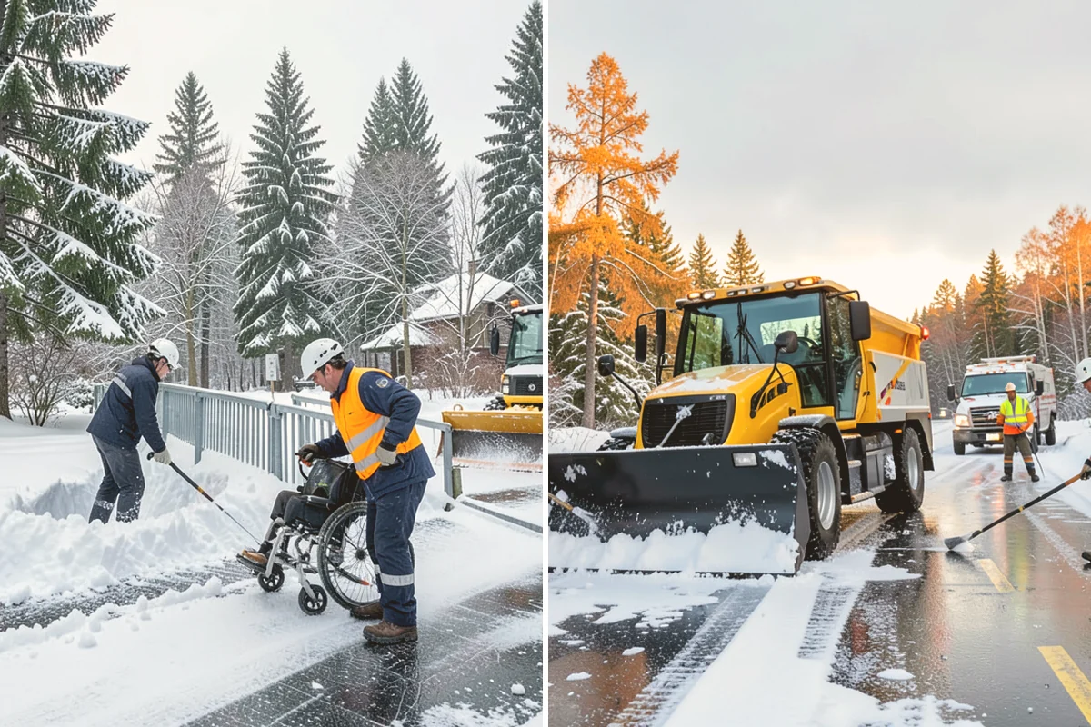 Corporate Campus Snow Removal in Newcastle, King County, WA - Divide the campus into road, garage, and pedestrian zones