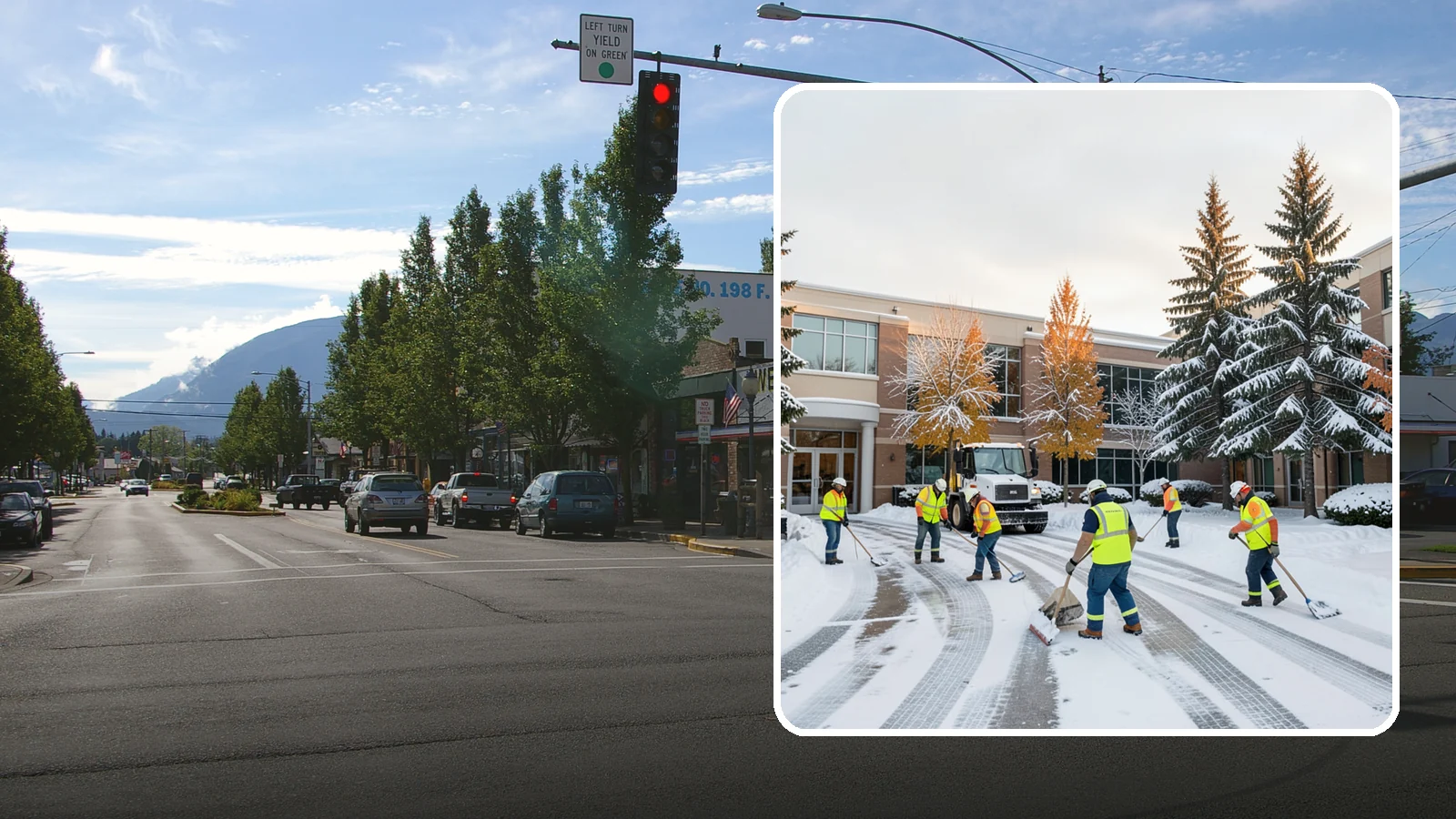 Corporate Campus Snow Removal in North Bend, King County, WA - For sprawling corporate campuses, we clear internal roads, structured-garage approaches, and courtyards so your workforce and...