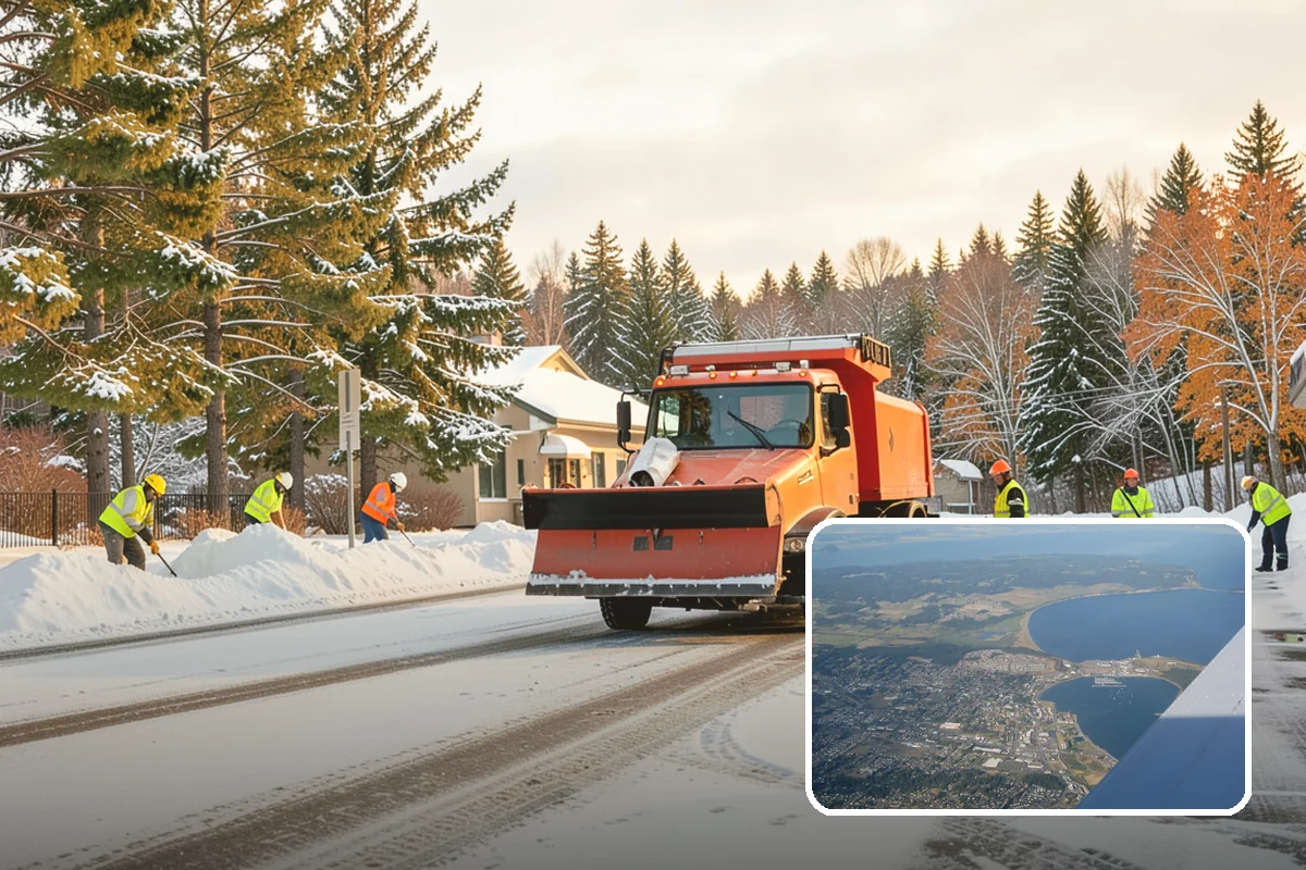 Corporate Campus Snow Removal in Oak Harbor, Island County, WA - Internal roads and garage ramps prioritized
