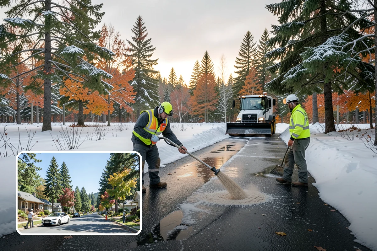 Corporate Campus Snow Removal in Orting, Pierce County, WA - Internal roads and garage ramps prioritized