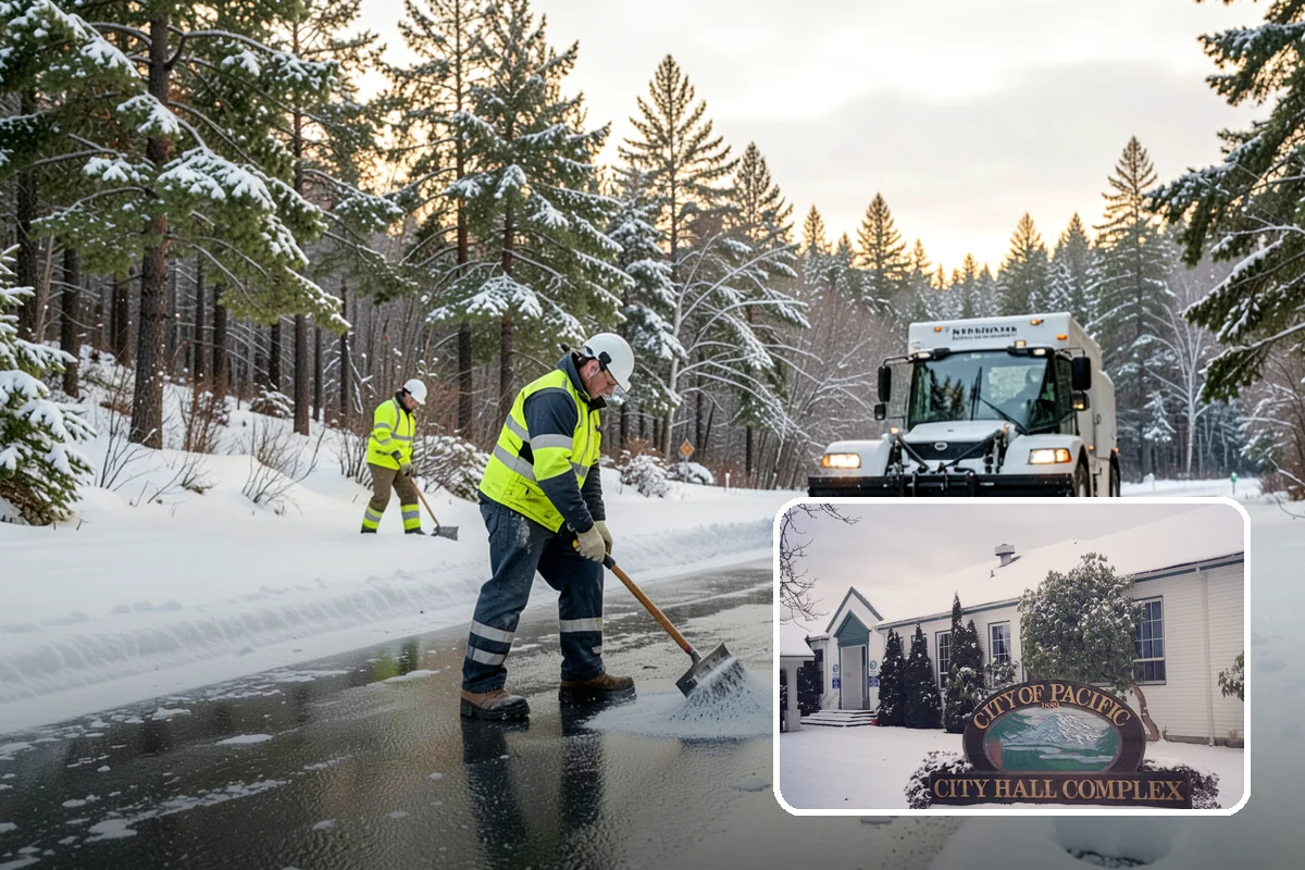 Corporate Campus Snow Removal in Pacific, King County, WA - Internal roads and garage ramps prioritized