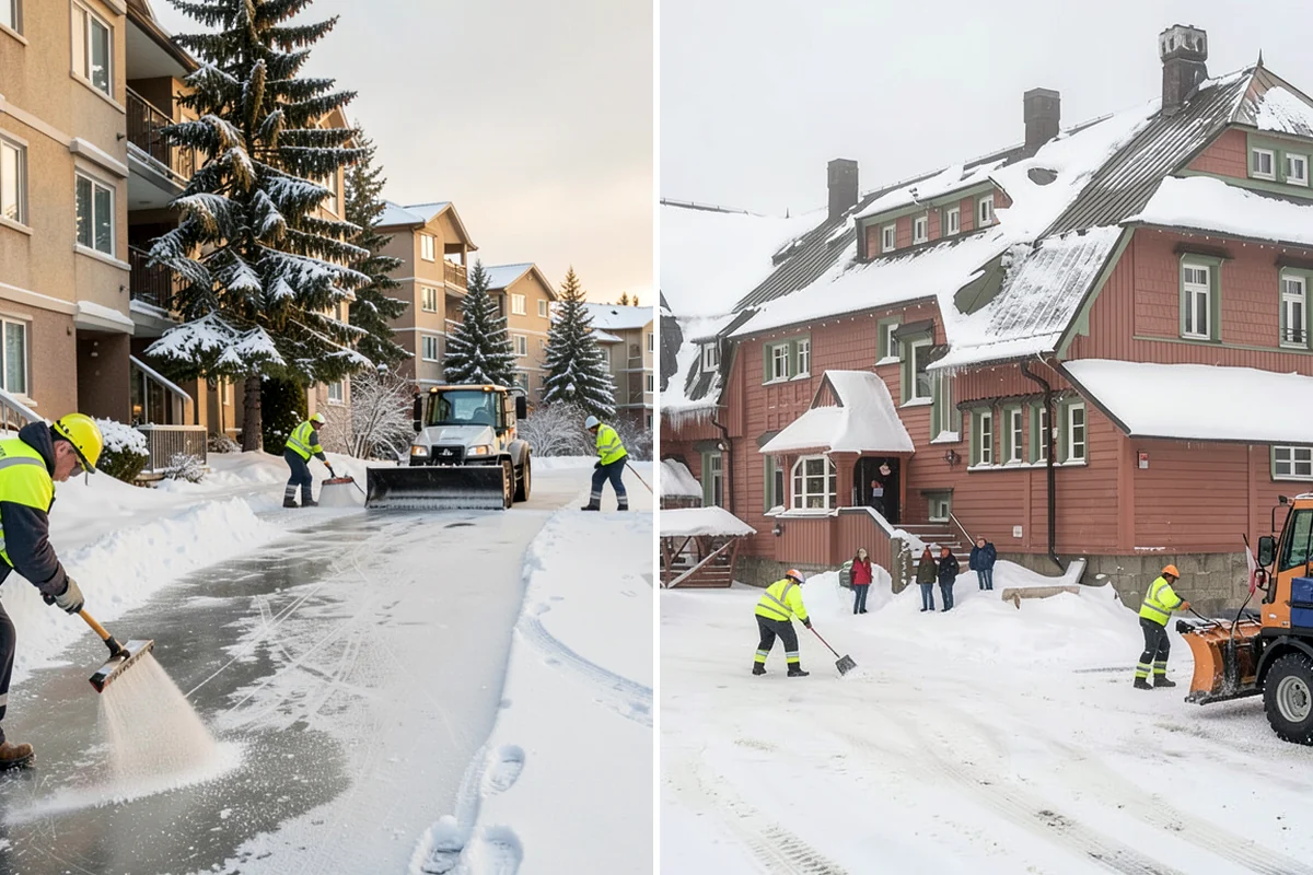 Corporate Campus Snow Removal in Pacific, King County, WA - Divide the campus into road, garage, and pedestrian zones