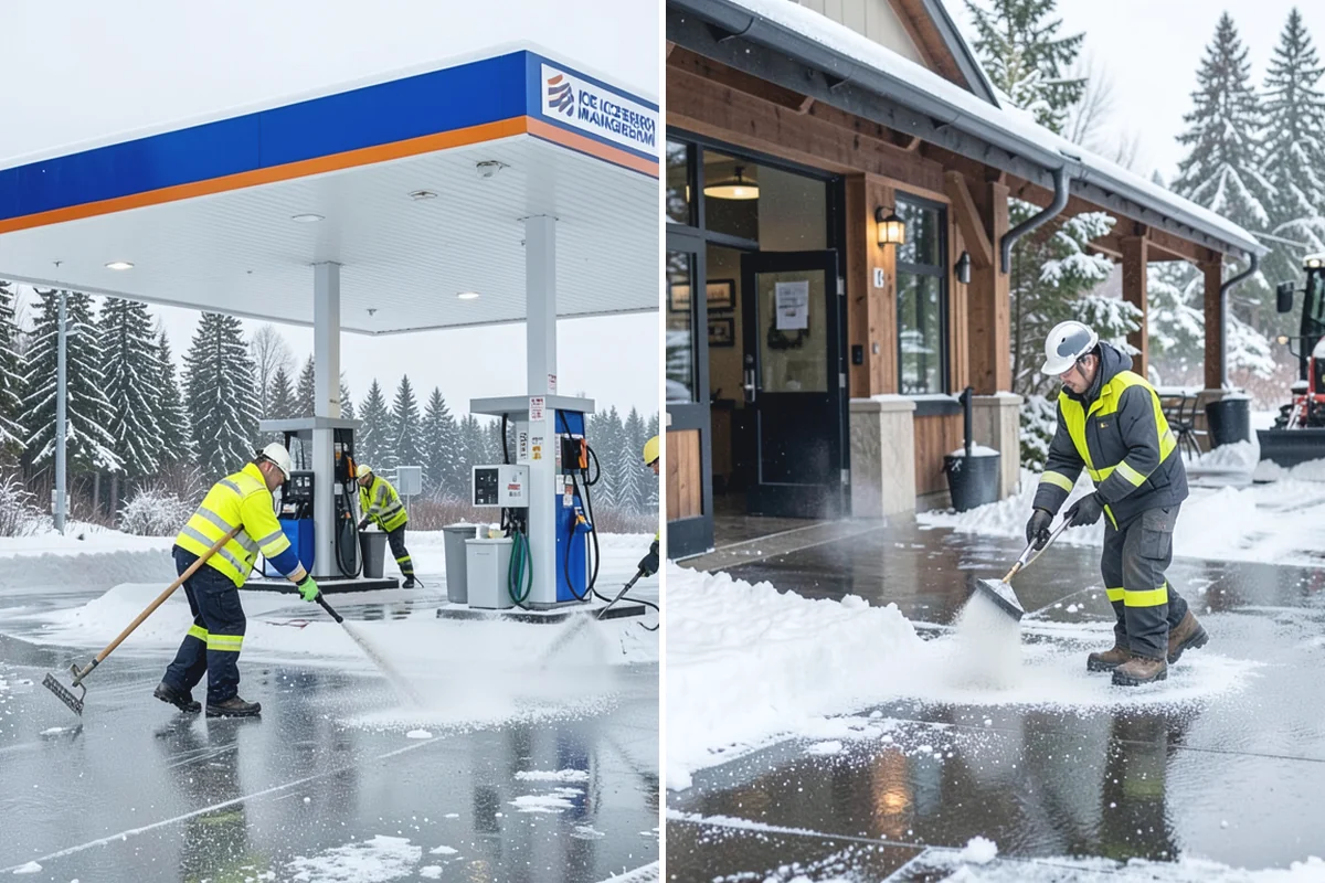 Corporate Campus Snow Removal in Renton, King County, WA - Divide the campus into road, garage, and pedestrian zones
