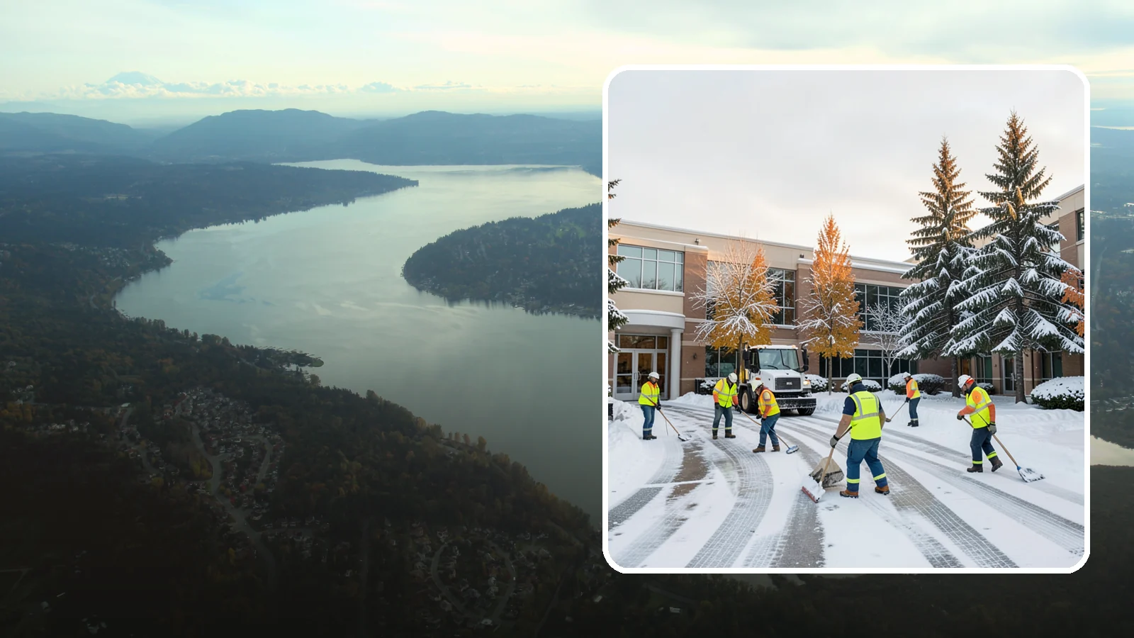 Corporate Campus Snow Removal in Sammamish, King County, WA - For sprawling corporate campuses, we clear internal roads, structured-garage approaches, and courtyards so your workforce and...