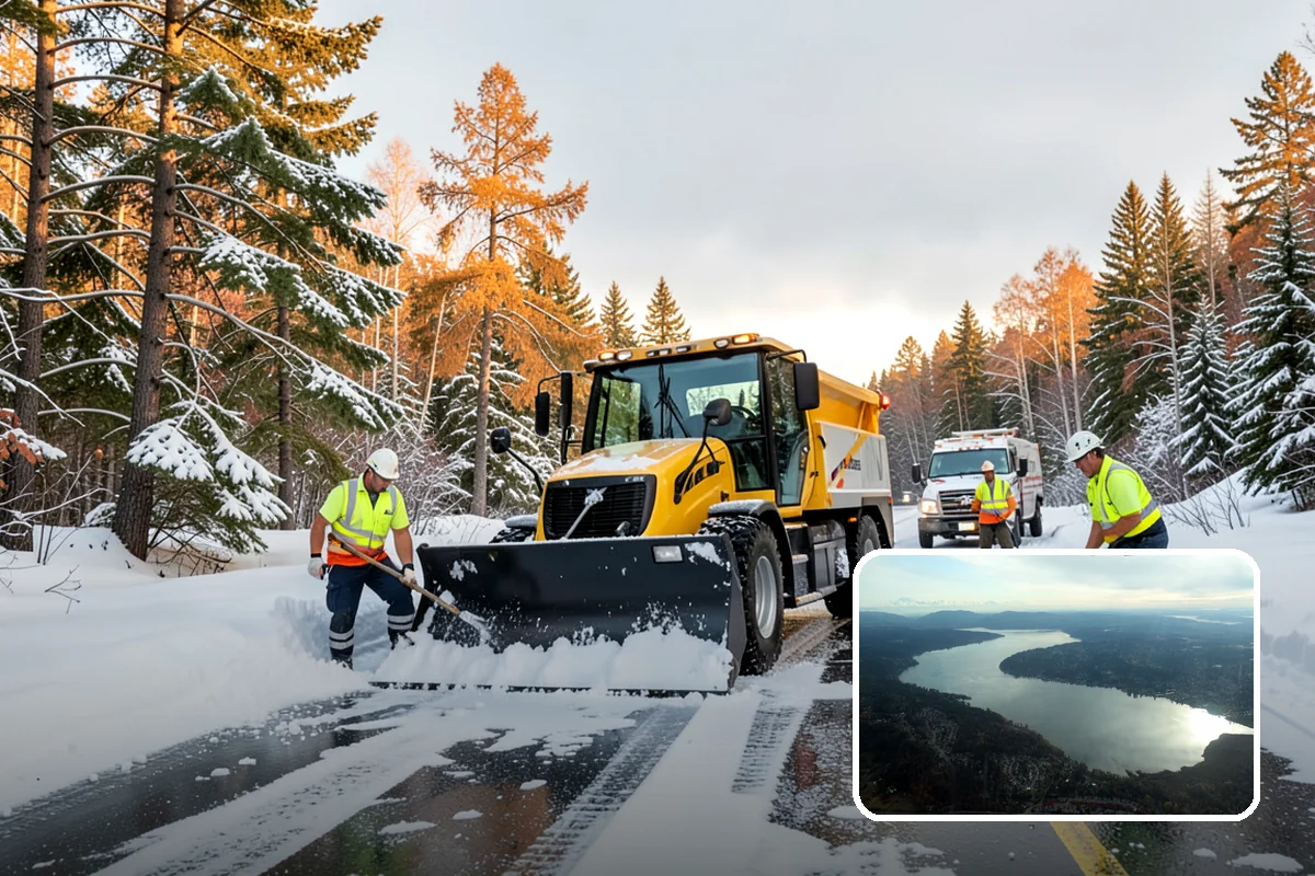 Corporate Campus Snow Removal in Sammamish, King County, WA - Internal roads and garage ramps prioritized