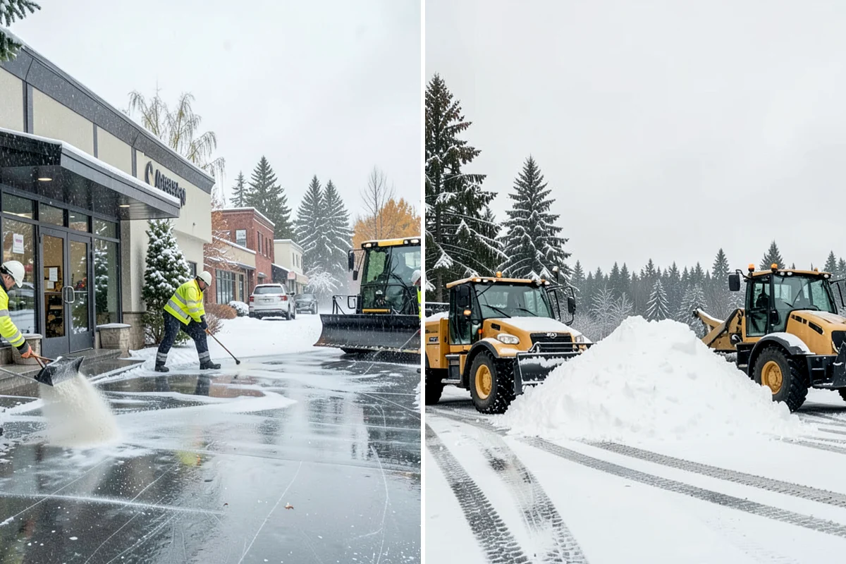 Corporate Campus Snow Removal in SeaTac, King County, WA - Divide the campus into road, garage, and pedestrian zones