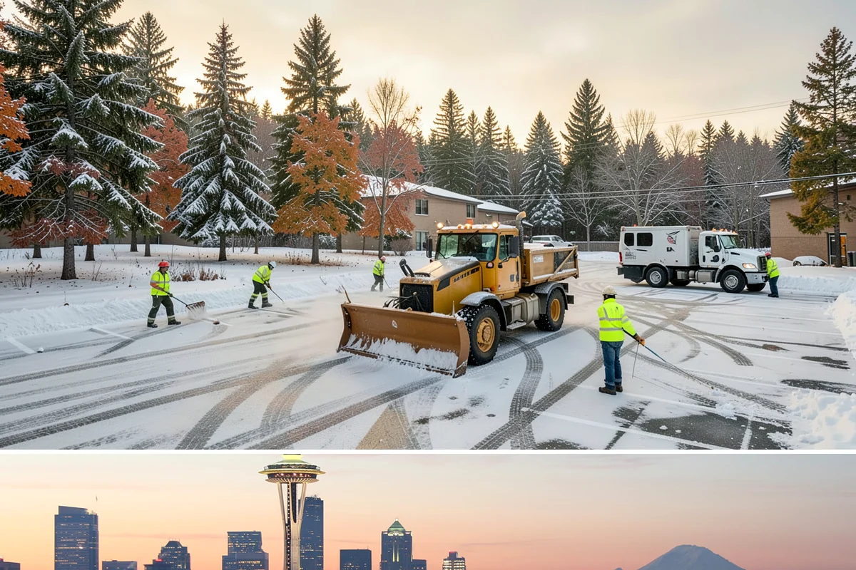 Corporate Campus Snow Removal in Seattle, King County, WA - Campus demand runs December through February, with foothill locations sometimes needing March coverage.