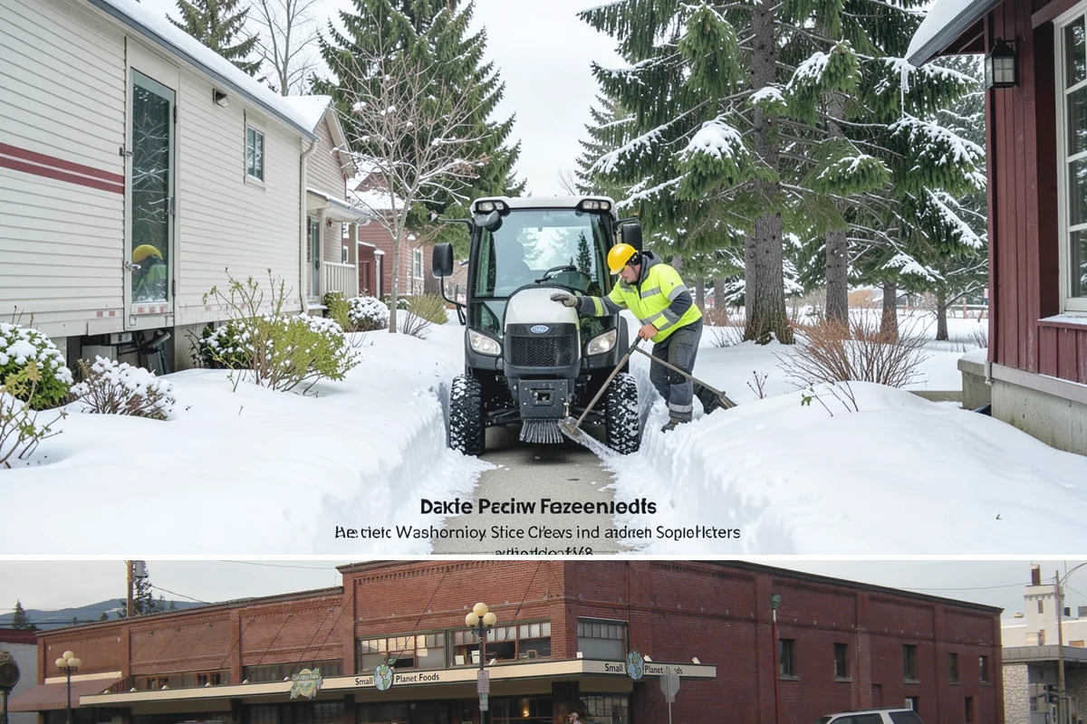 Corporate Campus Snow Removal in Sedro-Woolley, Skagit County, WA - Campus demand runs December through February, with foothill locations sometimes needing March coverage.