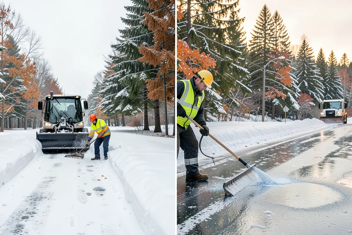 Corporate Campus Snow Removal in Shoreline, King County, WA - Divide the campus into road, garage, and pedestrian zones