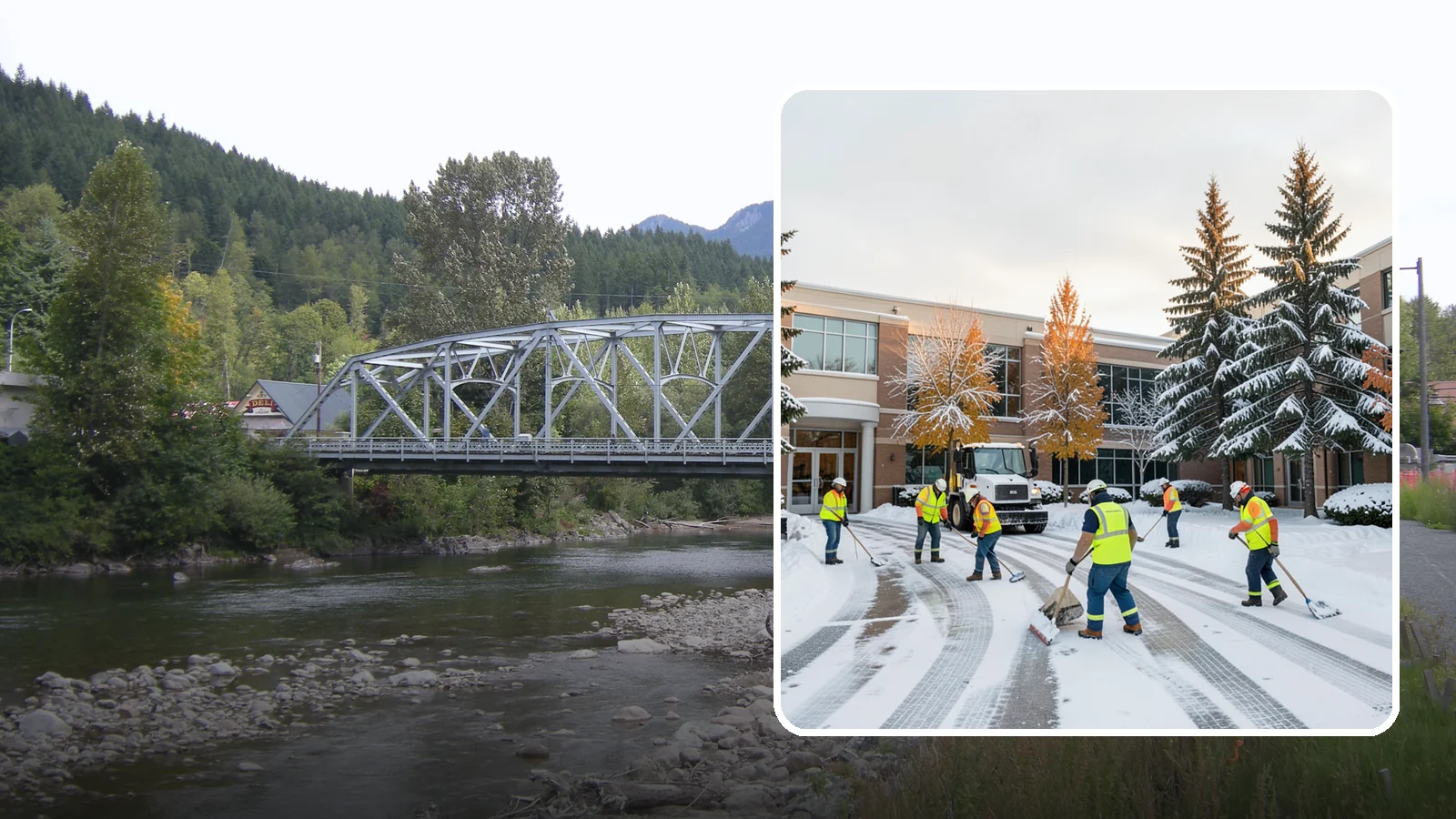 Corporate Campus Snow Removal in Skykomish, King County, WA - For sprawling corporate campuses, we clear internal roads, structured-garage approaches, and courtyards so your workforce and...
