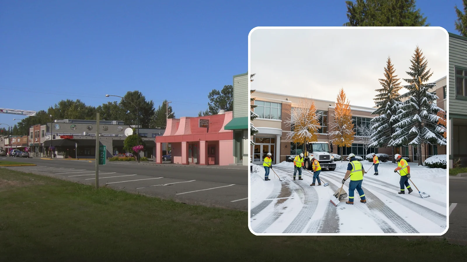 Corporate Campus Snow Removal in Snoqualmie, King County, WA - For sprawling corporate campuses, we clear internal roads, structured-garage approaches, and courtyards so your workforce and...
