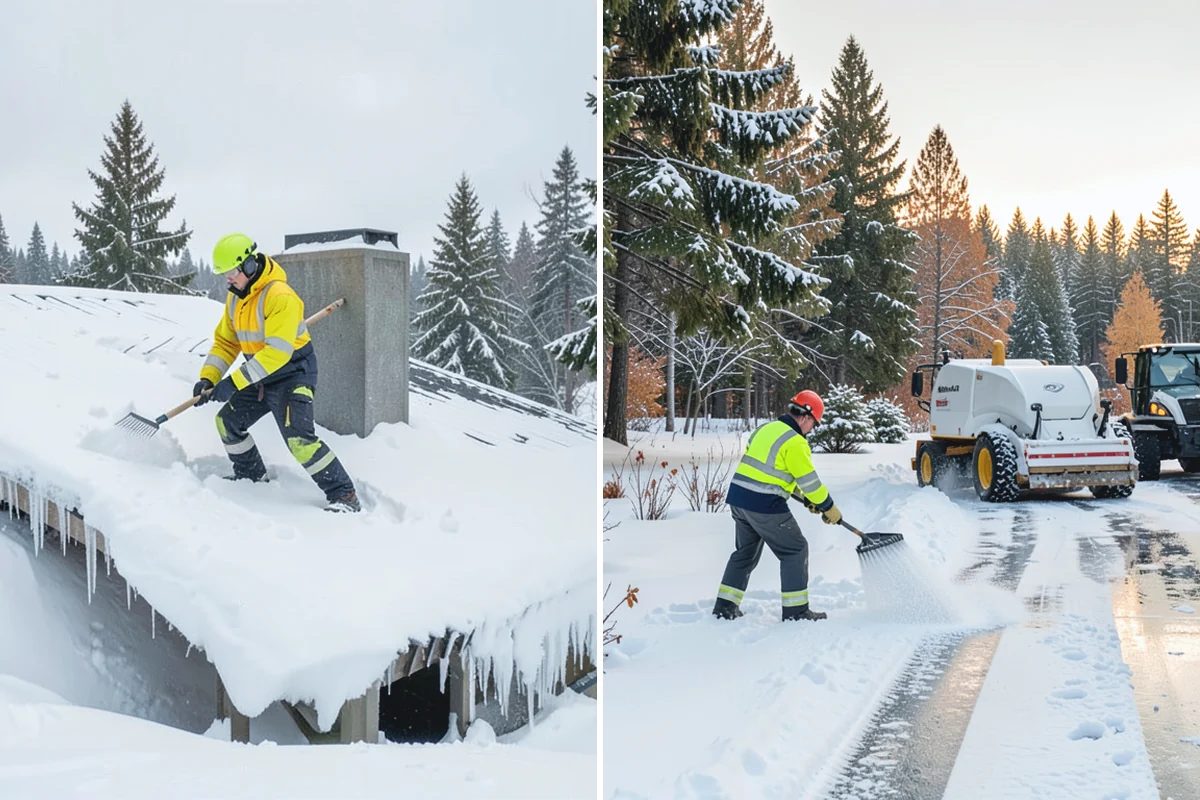 Corporate Campus Snow Removal in South Prairie, Pierce County, WA - Divide the campus into road, garage, and pedestrian zones
