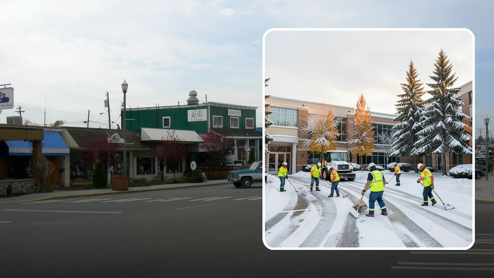 Corporate Campus Snow Removal in Stanwood, Snohomish County, WA - For sprawling corporate campuses, we clear internal roads, structured-garage approaches, and courtyards so your workforce and...