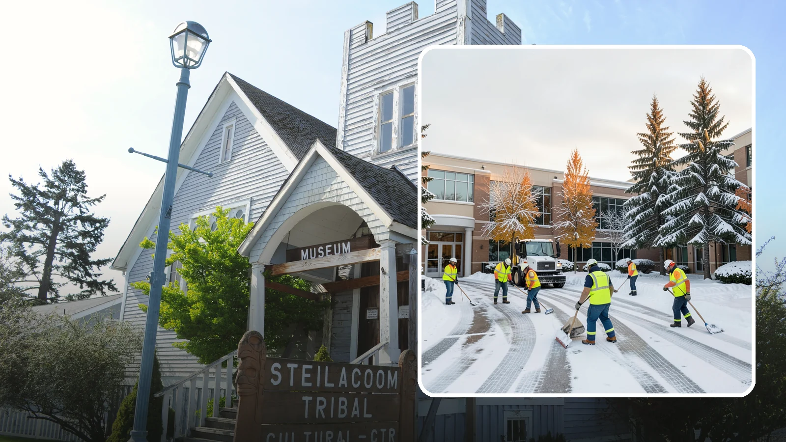 Corporate Campus Snow Removal in Steilacoom, Pierce County, WA - For sprawling corporate campuses, we clear internal roads, structured-garage approaches, and courtyards so your workforce and...